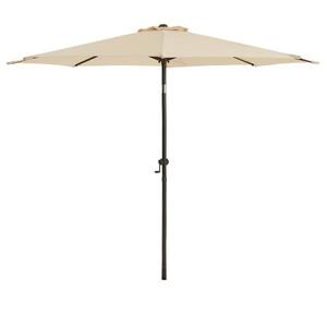 9 ft. Aluminum Market Umbrella Patio Umbrella with Push Button Tilt/Crank for Garden, Lawn, and Pool in Beige