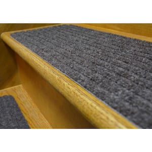 Stair Treads Collection Grey 8 Inch x 30 Inch Indoor Skid Slip Resistant Carpet Stair Treads Set of 15