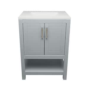 Taos 25 in. W x 19. in D. x 36 in. H Bath Vanity in Gray with White Cultured Marble Top