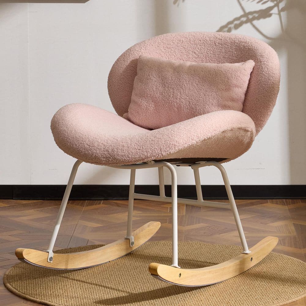 Karl home Velvet Teddy Velvet Pink Modern Rocker Chair K1G98000906 ...