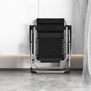 Detachable Short Pile Pad Teslin Chair Folding Portable Recliner Patio Lounger, Cup Holder, Headrest Zero Gravity