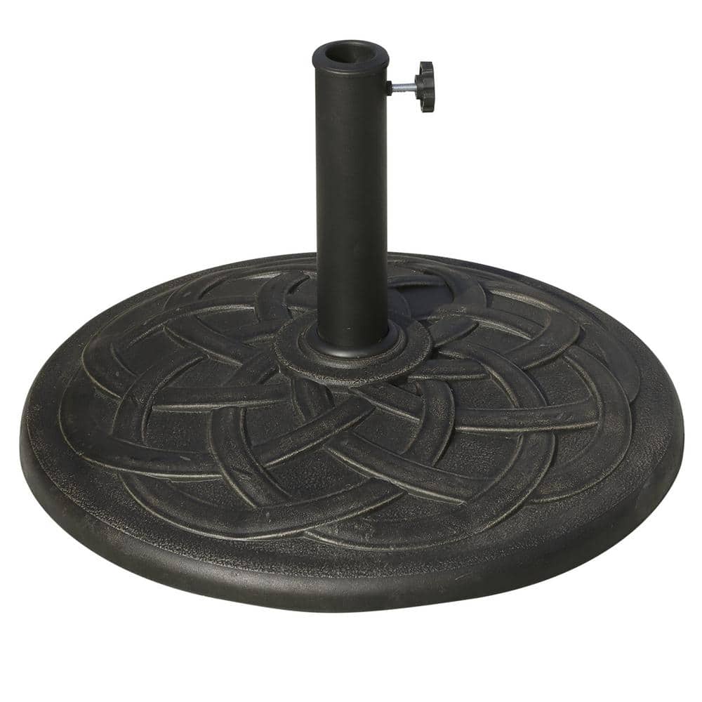 22" Bronze Round Resin Patio Umbrella Base Stand with Decorative Pattern