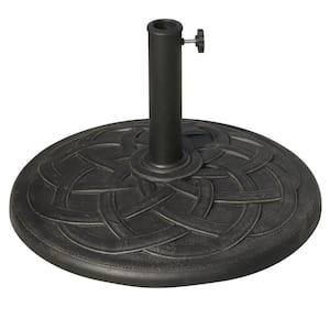 22in. 42 lbs. Round Resin Patio Umbrella Base Holder with Pattern and Easy Setup for 1.5, 1.89 in. Pole in Bronze