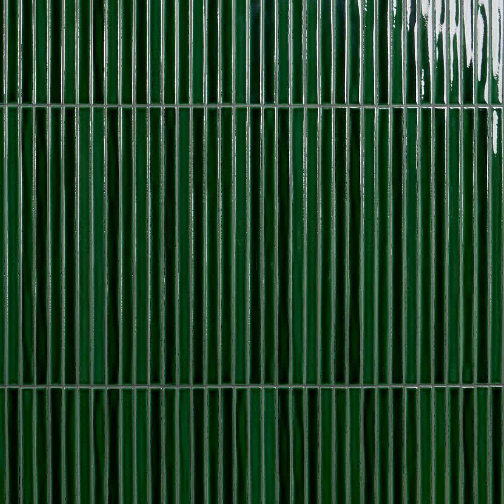 Vistaio Jungle Green 5.27 in. x 17.71 in. Glossy Ceramic Mosaic Wall Tile (0.64 sq. ft./each) price history on PriceWatchPro