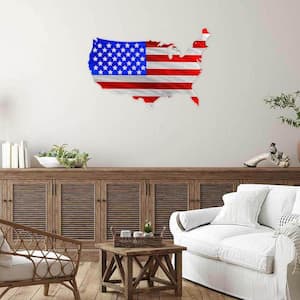 American U.S. 36 in. Red White and Blue Flag Metal Decorative Sign