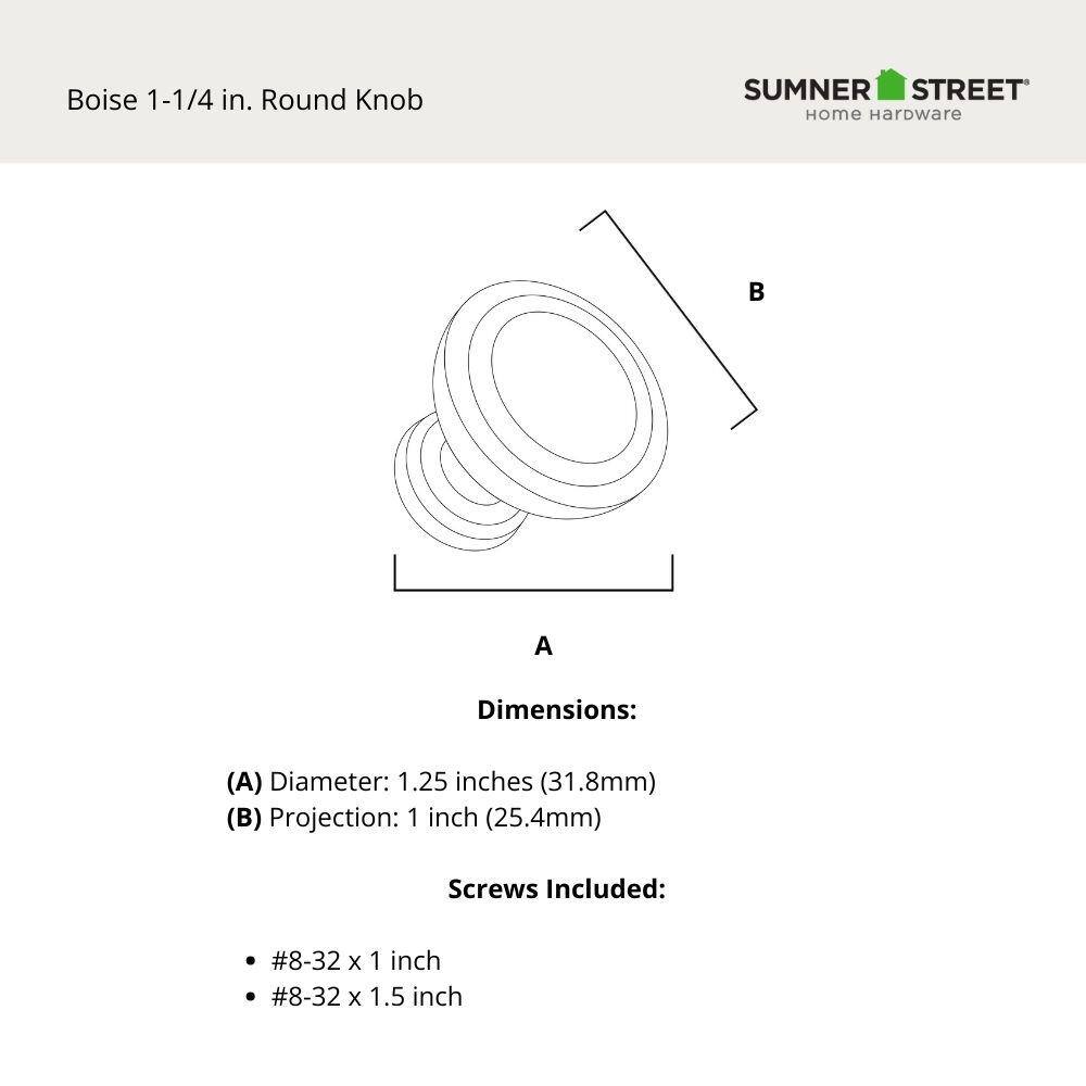 Boise Round Oil Rubbed Bronze Cabinet Knob with Mounting Hardware