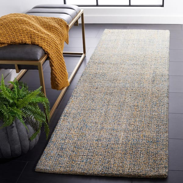 Abstract Blue/Gold 2 ft. x 8 ft. Abstract Striped Runner Rug