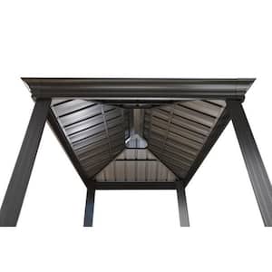 6 ft. D x 8 ft. W Aluminum BBQ Messina Grill Gazebo with 2 Shelves and Galvanized Steel Roof Panels