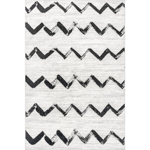 Addison Modern Gray 6 ft. 7 in. x 9 ft. Chevrons Area Rug