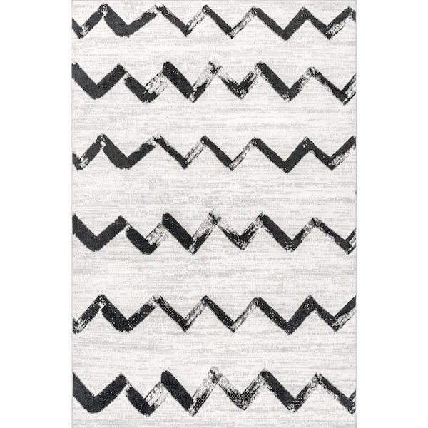 nuLOOM Addison Modern Gray 6 ft. 7 in. x 9 ft. Chevrons Area Rug