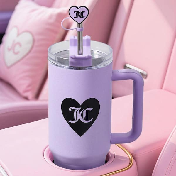 Jetsetter 40 oz. Glitter Lavender Purple Stainless Steel Tumbler with Handle and Straw With Topper