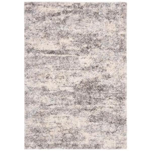 Berber Shag 4 ft. x 6 ft. Gray/Cream Distressed Solid Area Rug