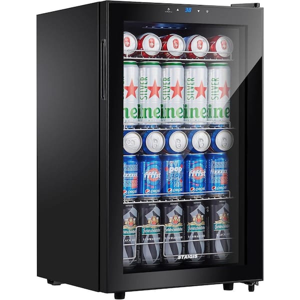 17.51 in. Single Zone Freestanding 100-Cans Stainless Steel Beverage Cooler in Black