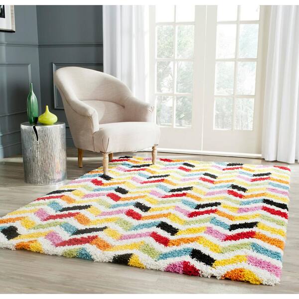 Safavieh Kids Shag Ivory Multi 8 Ft X 10 Ft Area Rug Sgk565a 8 The Home Depot