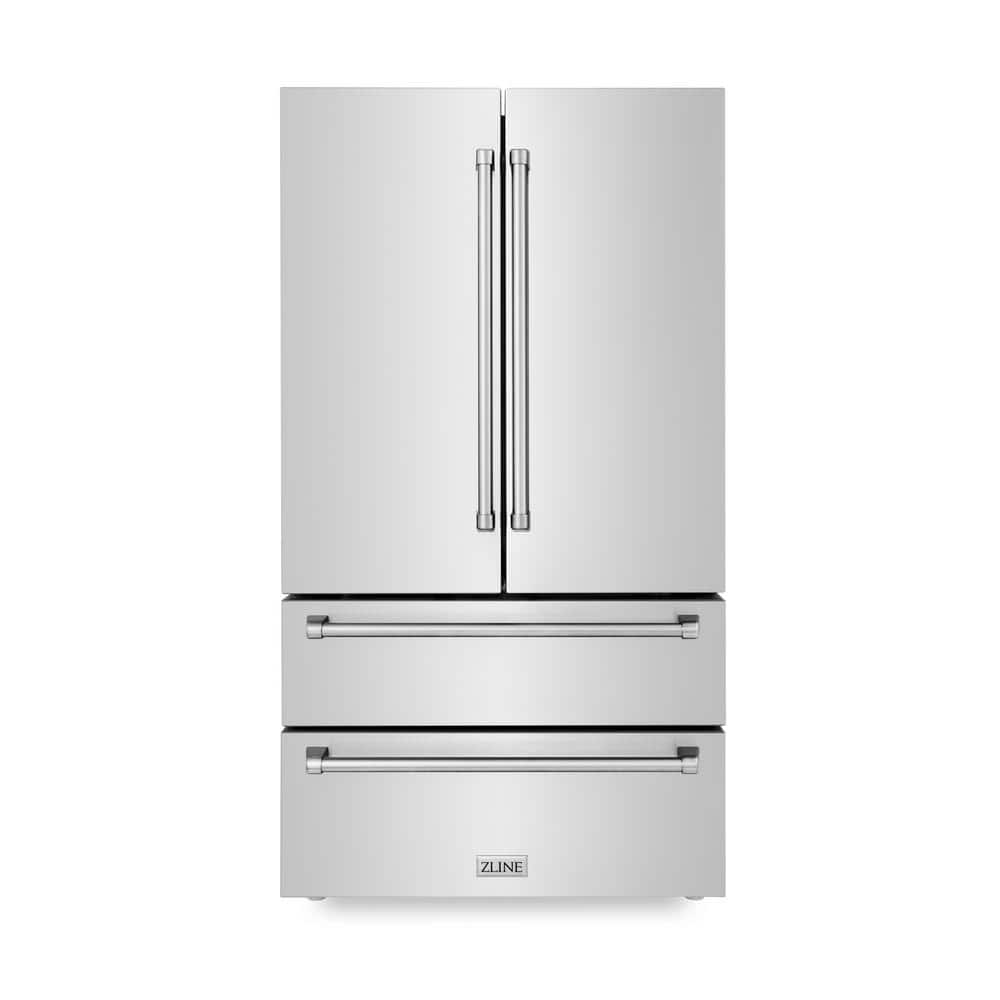 ZLINE Kitchen and Bath 36 in. 4-Door French Door Refrigerator with Internal Ice Maker in Fingerprint Resistant Stainless Steel