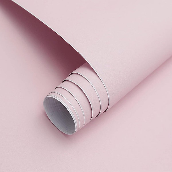 Light Pink Matte Textured Peel and Stick Wallpaper Roll (Set of 1)