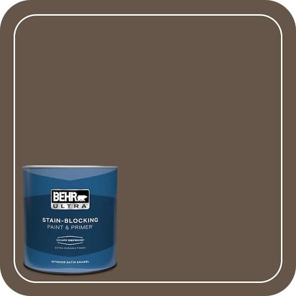 BEHR ULTRA 1 qt. #N220-7 Cavalry Brown Extra Durable Satin Enamel Interior Paint & Primer