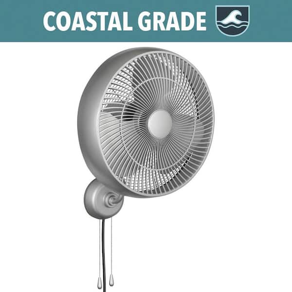 Henton 18 in. 3 Speed Oscillating High Velocity Silver Indoor/Outdoor Wall Mount Fan