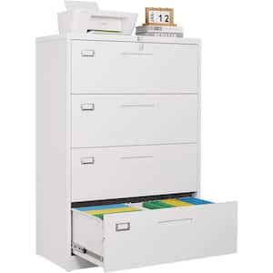35.43 in. W x 52.36 in. H x 15.75 in. D Freestanding Cabinet 4 Drawer Metal Storage File Cabinet with Lock in White