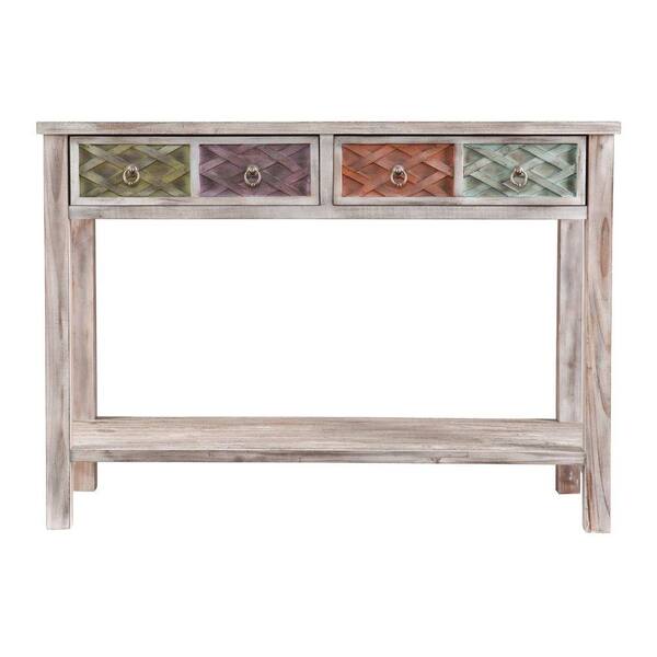 Southern Enterprises Erie White-Washed and Multi-Colored Storage Console Table