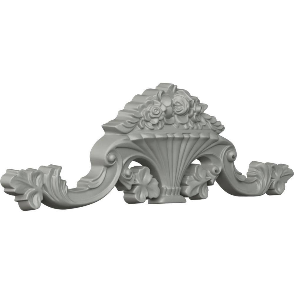 Primed White Urethane Flower Basket Scroll Onlay