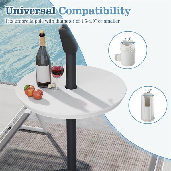 Costway 20 in. Outdoor Adjustable Umbrella Table for 1.5 in. and