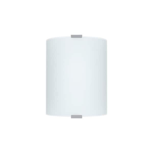 Eglo Grafik 7 in. W x 8.25 in. H 1-Light Chrome Wall Sconce with Satin Glass Shade
