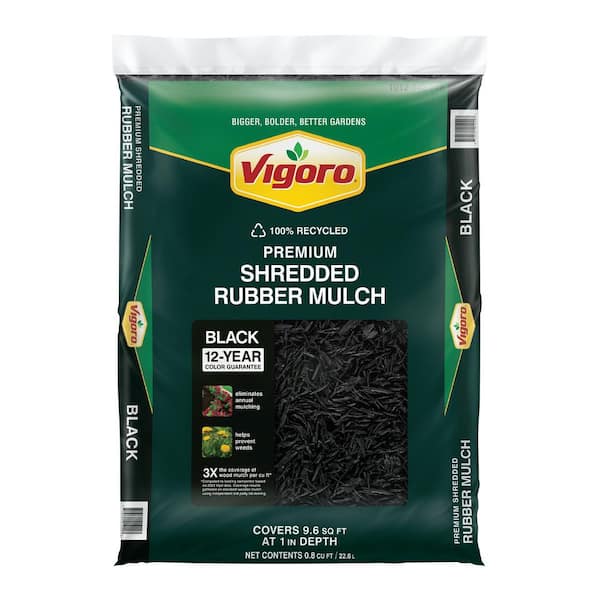 0.8 cu. ft. Bagged Black Recycled Rubber Shredded Mulch