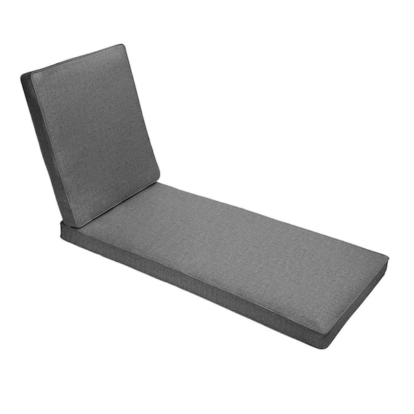 SORRA HOME 73 x 24 x 3 Outdoor Chaise Lounge Cushion in Sunbrella Revive Charcoal