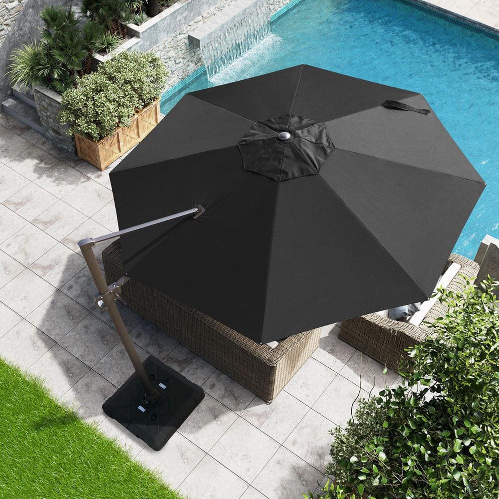 11.5 ft. x 11.5 ft Heavy-Duty Frame Patio Cantilever Umbrella Single Round Outdoor Offset Umbrella in Black -  Crestlive Products, CL-PU049BLK