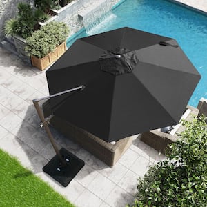 11.5 ft. x 11.5 ft Heavy-Duty Frame Patio Cantilever Umbrella Single Round Outdoor Offset Umbrella in Black