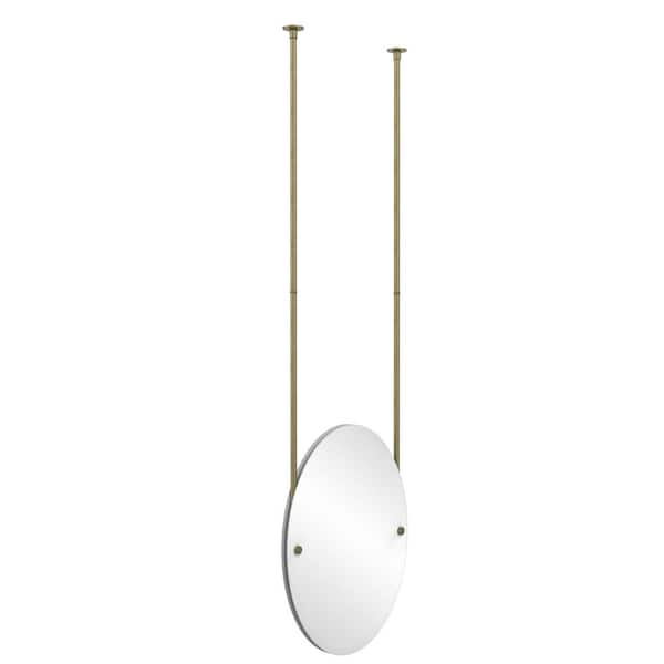 Allied Brass 21 in. x 29 in. Frameless Oval Ceiling Hung Mirror with Beveled Edge in Antique Brass