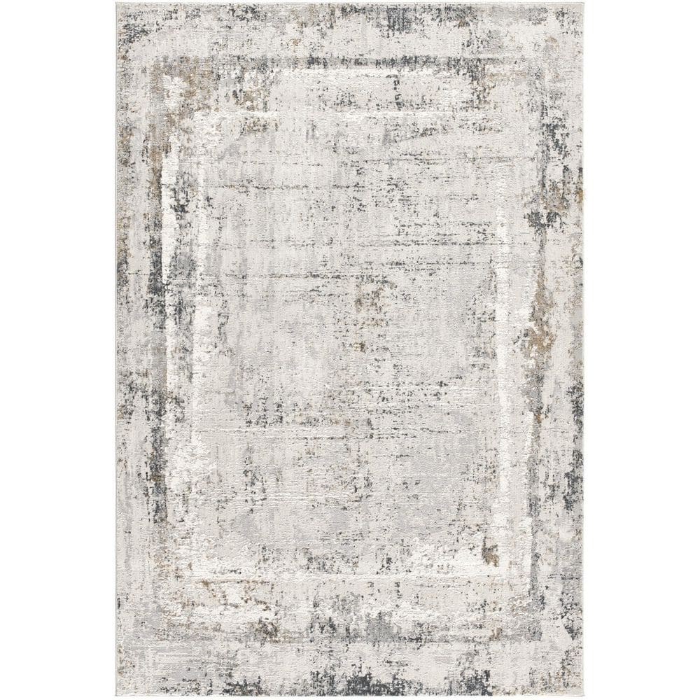 Rug Branch Mirage Cream Grey 2 ft. x 10 ft. Modern Abstract Polyester Runner Area Rug