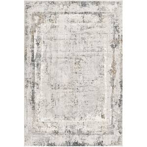 Mirage Cream Grey 2 ft. x 10 ft. Modern Abstract Polyester Runner Area Rug