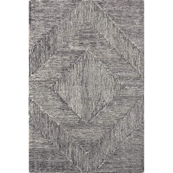 nuLOOM Heidi Modern Hand Tufted Wool Charcoal 8 ft. x 10 ft. Area Rug