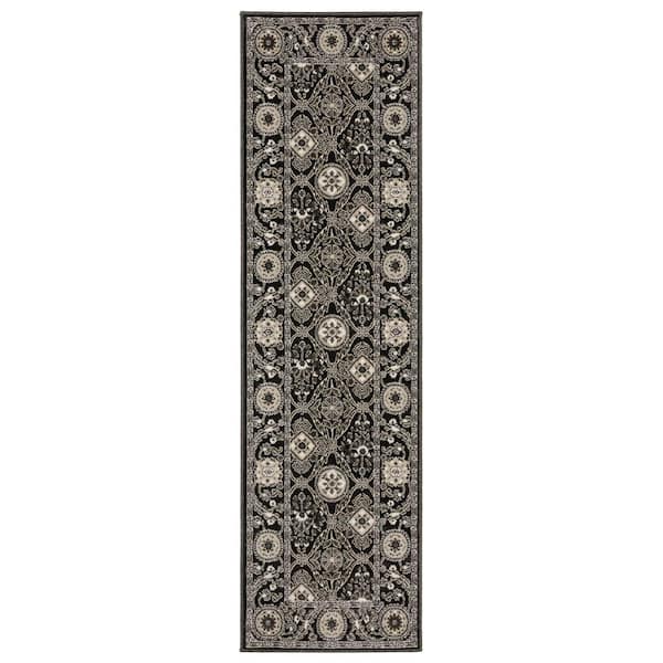 2 X 8 Gray Oriental Washable Area Rug Runner Rug