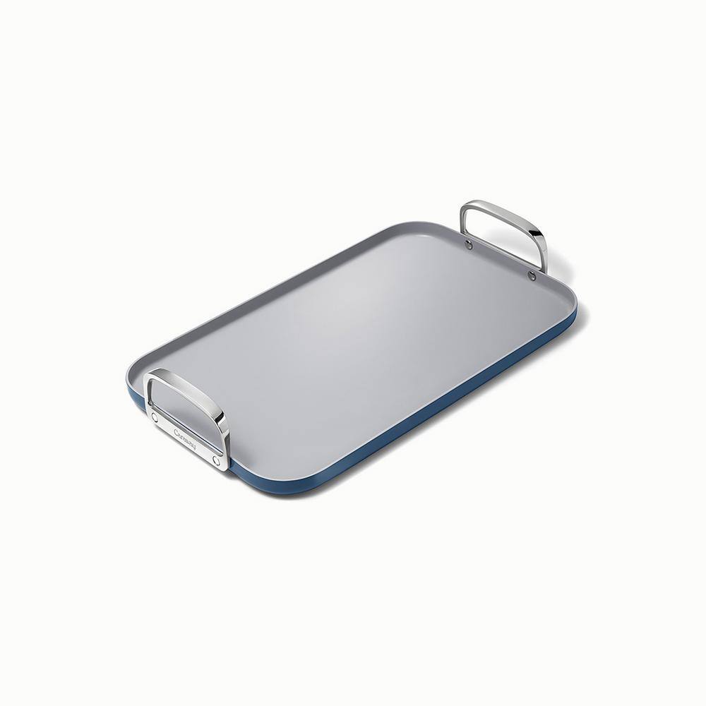 Navy Ceramic Nonstick Double Burner Griddle with Stainless Steel Handles