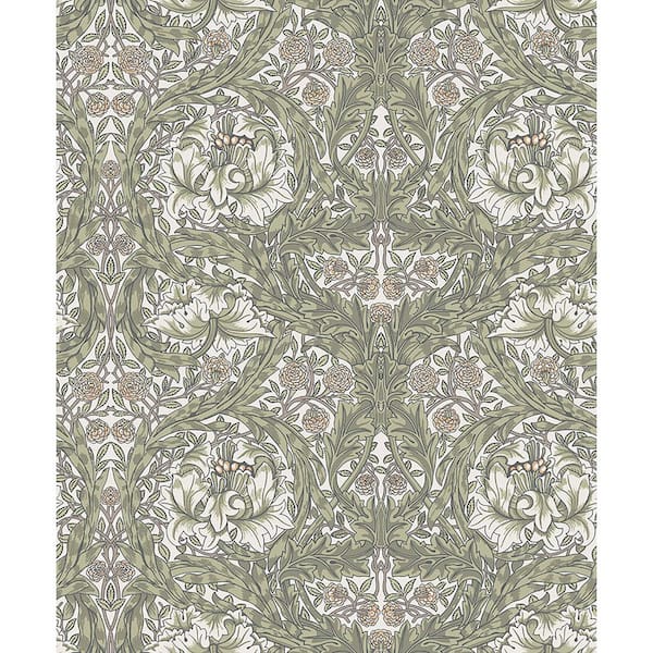 A-Street Prints Green African Marigold Floral Non-Pasted Non Woven Wallpaper Sample