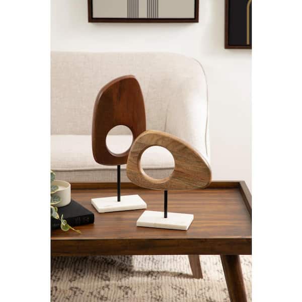 Yoakes Brown 9.5 in. x 11.25 in. Abstract Wood Sculptures (2 Piece Set)