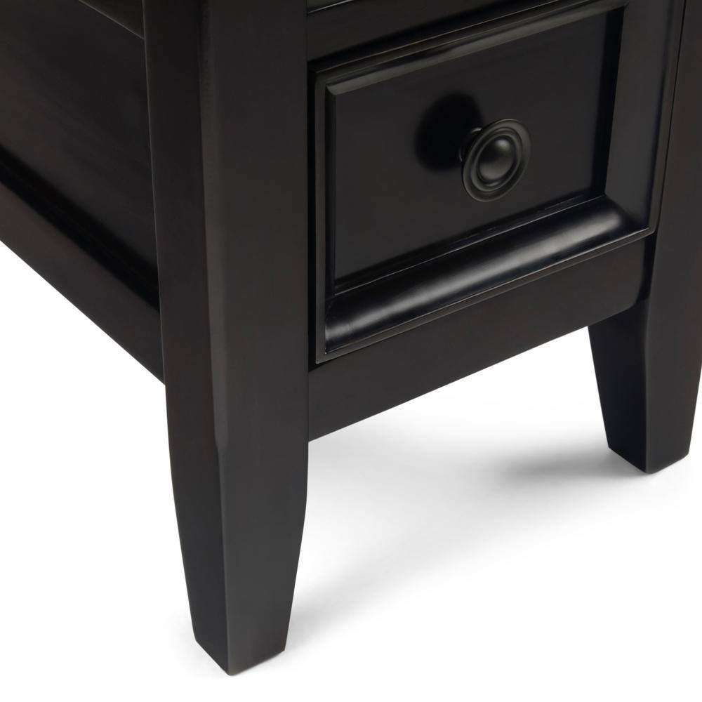 Hickory Brown Wood Round Side Table with Storage