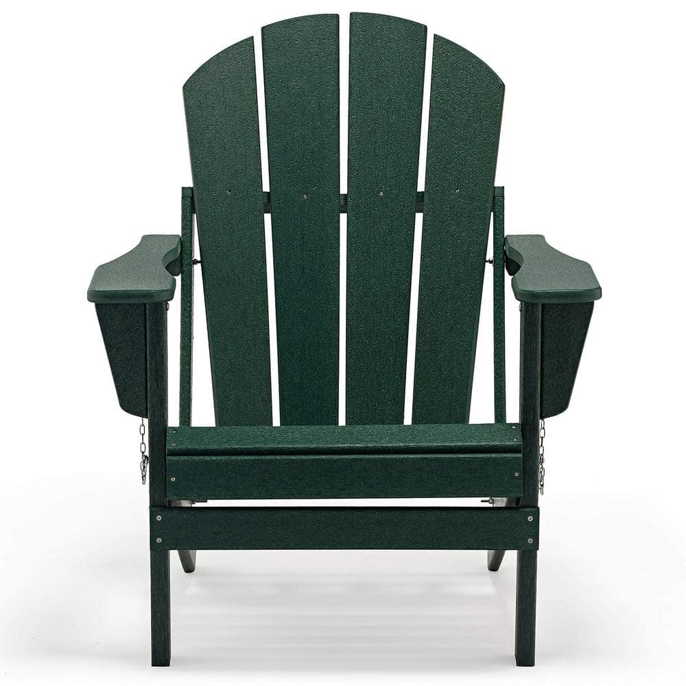 Classic Dark Green Folding Plastic Adirondack Chair