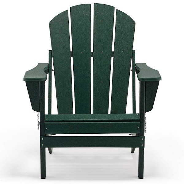 Unbranded Classic Dark Green Folding Plastic Adirondack Chair