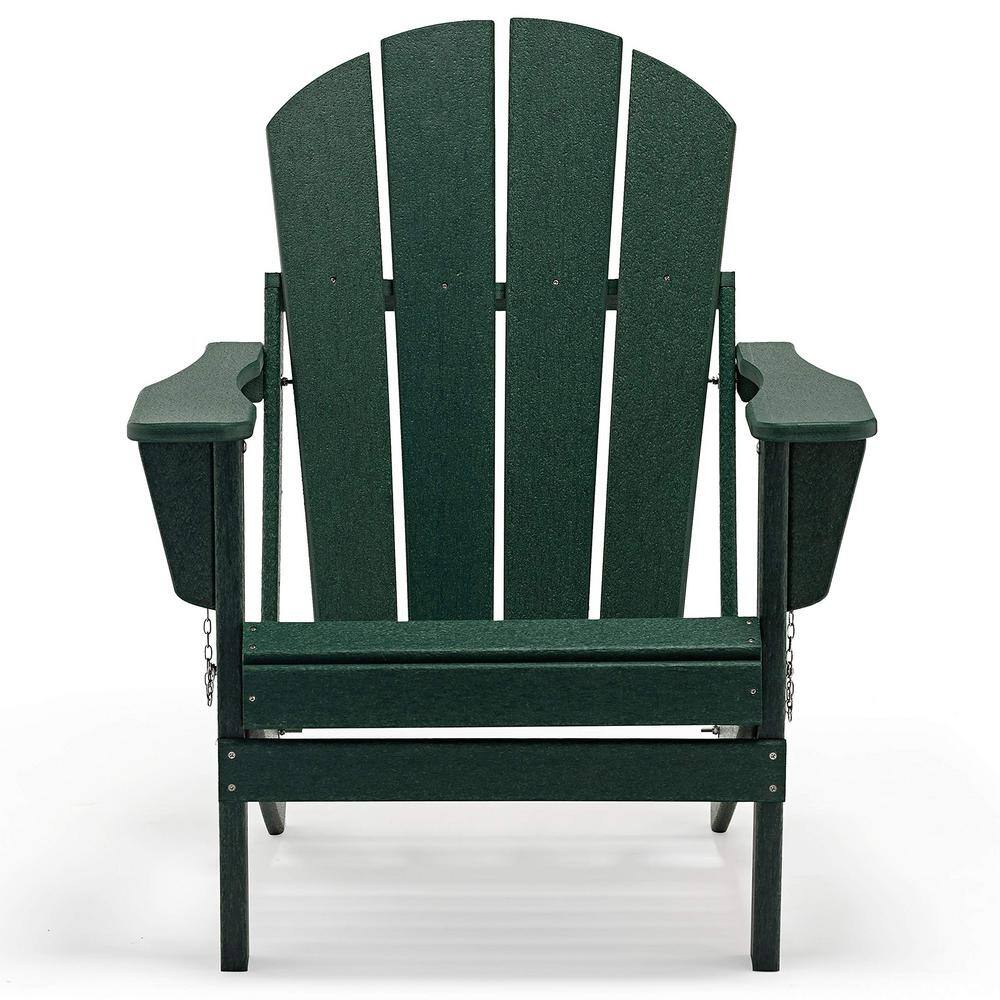 Classic Dark Green Folding Plastic Adirondack Chair