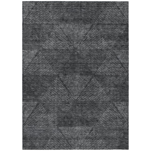 Chantille Machine Washable Indoor/Outdoor Abstract ACN777 Charcoal 8 ft. x 10 ft. Area Rug