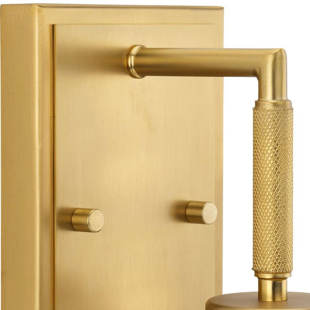 Brushed Gold and Opal Glass Industrial Vanity Light