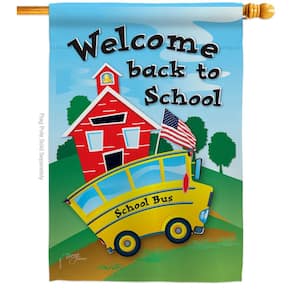 28 in. x 40 in. School Bus House Flag Double-Sided Readable Both Sides Education Back to School Decorative