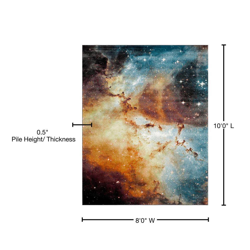 Celestial Charm Orange/Multi Synthetic 8' x 10' Area Rug