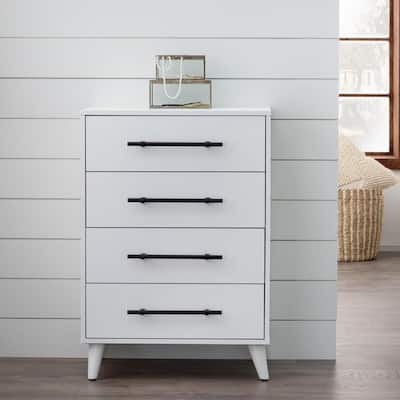 Chest Of Drawers Bedroom Furniture, White Tall Dresser With Silver Handles
