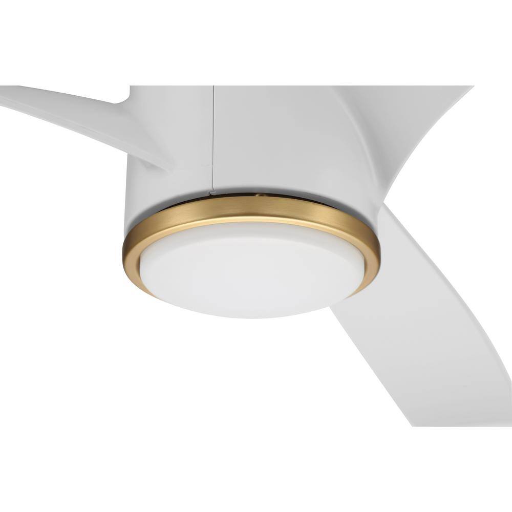 60'' Satin Brass and White Smart Ceiling Fan with LED Light