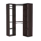 Style+ Modern Walnut Hanging Wood Closet Corner System with (2) 16.97 in. W Towers, 2 Corner Shelves and 2 Corner Rods